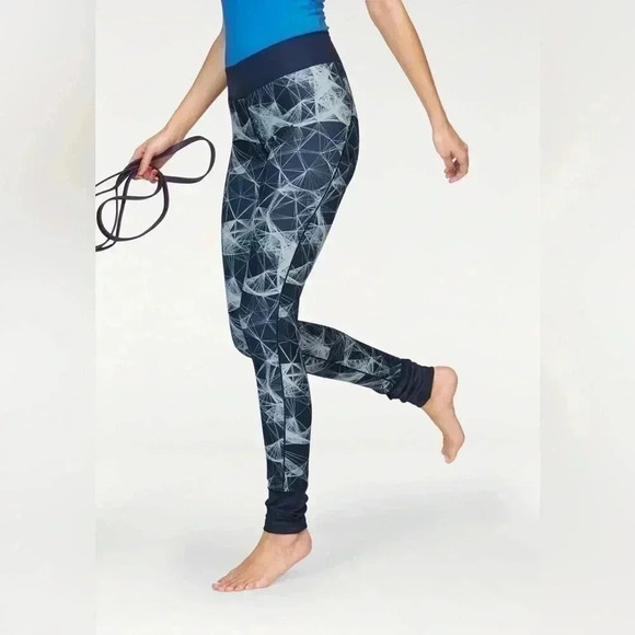 NWOT Adidas Super Long All Over Print Womens Long Running Tights -  Blue-L - Picture 2 of 9